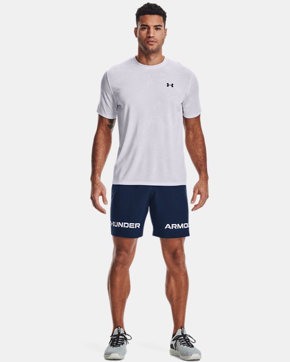 Men's UA Woven Graphic Wordmark Shorts in Blue image number 2